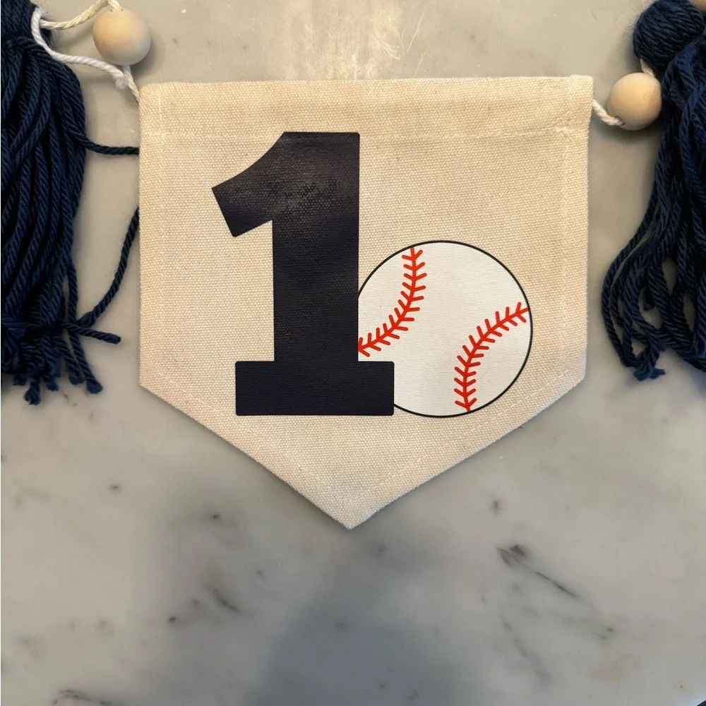 Baseball Themed First Birthday Banner
